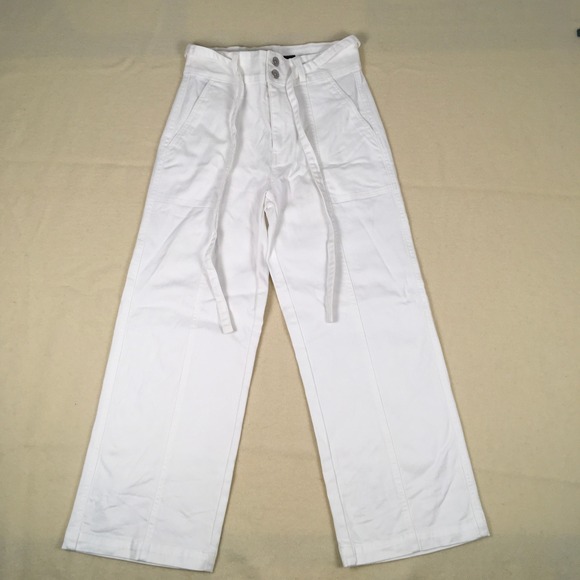 Hudson Jeans Pants - Hudson Women's White Pants‎ High Waist Wide Leg Size 6/28 Sash Belt Casual